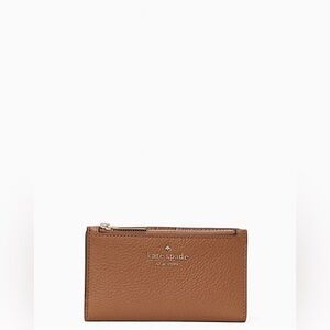 Kate Spade Leila Small Slim Bifold Leather Wallet Warm Gingerbread